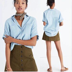 Madewell Chambray Courier Shirt Button Down Buckley Wash 100% Cotton